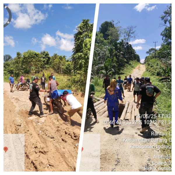 Plt Camat Batang Gansal Pantau Ruas Jalan Rusak di Desa Siambul dan Rantau Langsat