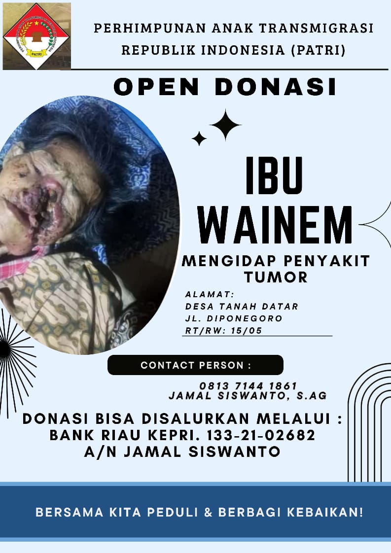 PATRI Inhu Peduli, Buka Donasi untuk Mbah Wainem Penderita Tumor Ganas