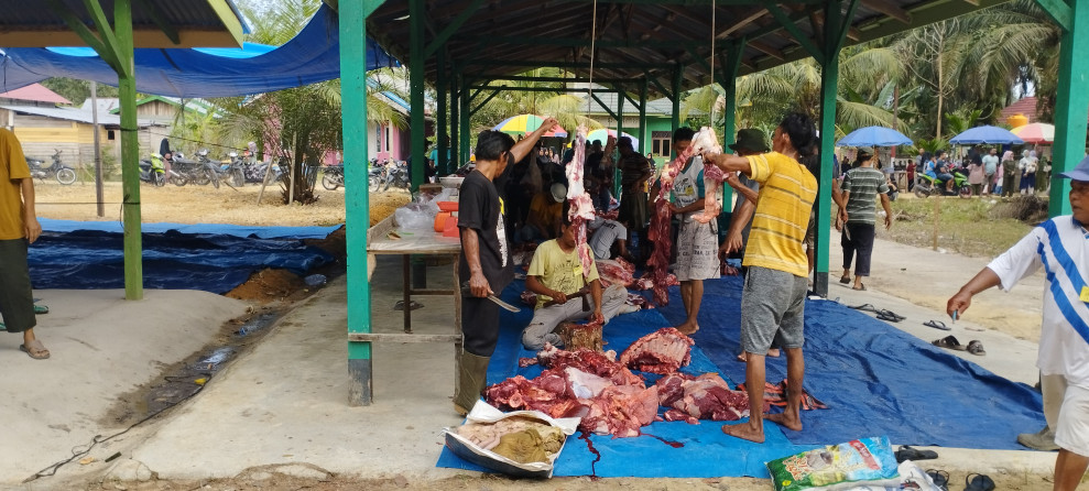 700 Bungkus Lebih Daging Kurban Dibagikan Kepada Warga di Masjid Jami' Nur Hidayah Petalabumi