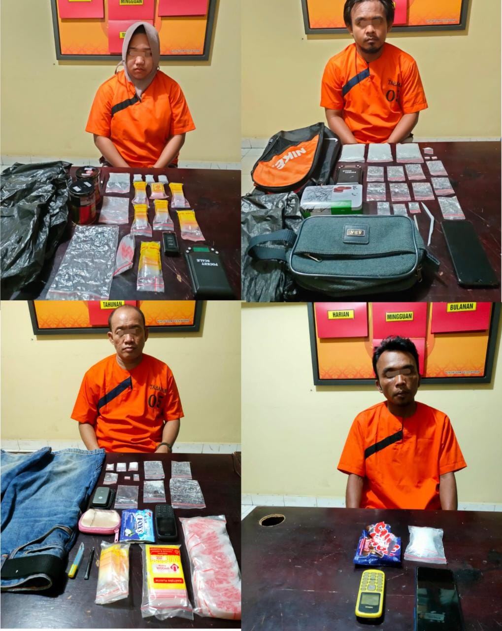 Empat Pengedar Sabu Dibekuk Polsek Peranap, Lagi Salah Satunya Perempuan