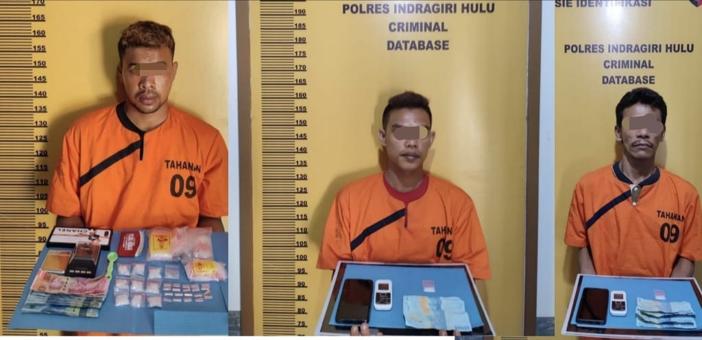 Satres Narkoba Polres Inhu Amankan Tiga Pemuda Pengedar Sabu di Kambesko Rengat, BB 31 Paket