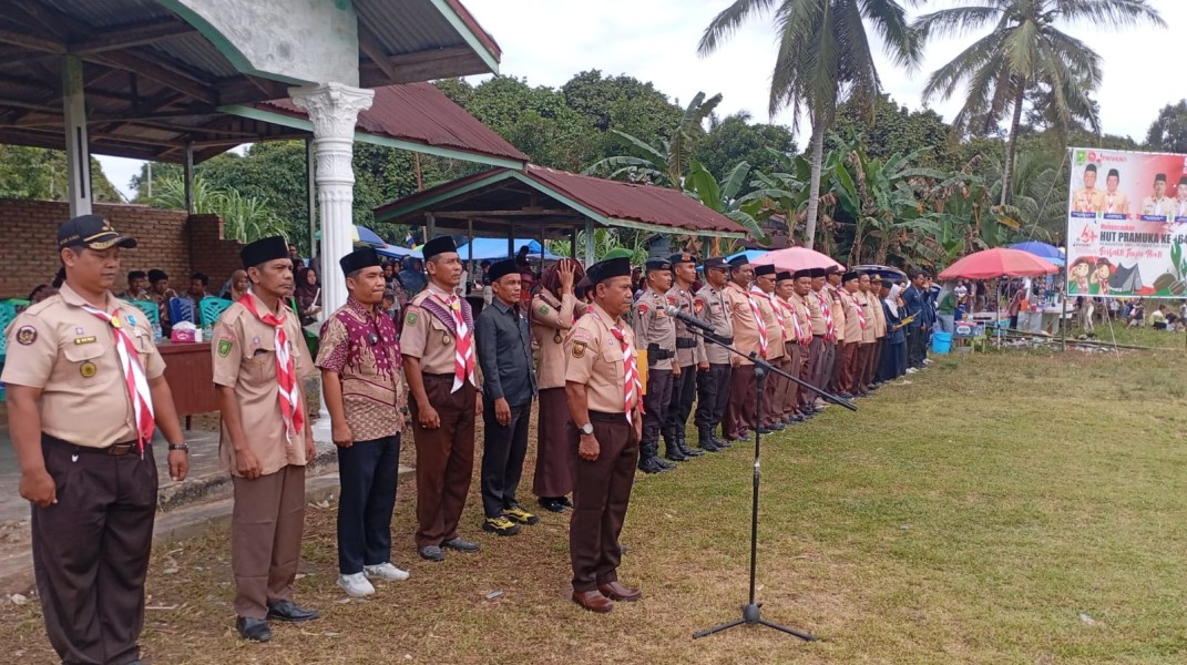 Kwarran Gerakan Pramuka Batang Gansal, Gelar Upacara Hari Pramuka Ke-64 di Lapangan Bola Desa Usul