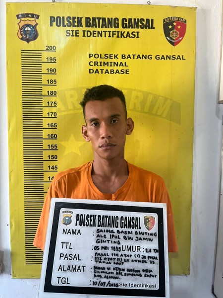 Polsek Batang Gansal Tangkap Pengedar Narkotika Jenis Sabu