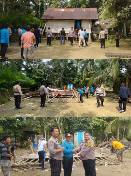 Program Bersih Kapolres Inhu, Melalui Polsek Seberida, Bongkar Rumah Bapak Arman