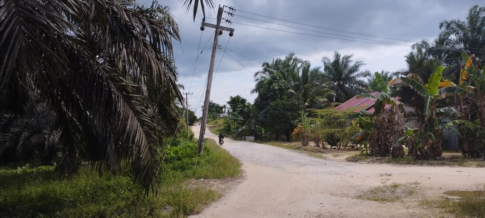 Tiang Listrik Ini Miring, Mengancam Keselamatan Pengguna Jalan