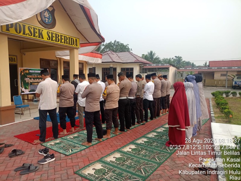Polsek Seberida Gelar Shalat Istisqa dan Peringati Maulid Nabi, Kapolsek Ajak Tingkatkan Keimanan serta Kepedulian