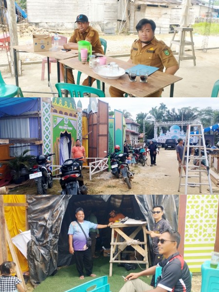 Persiapan MTQ Ke-13 Tingkat Kecamatan Batang Gansal, Para Kades dan Staf Antusias Bangun Stand