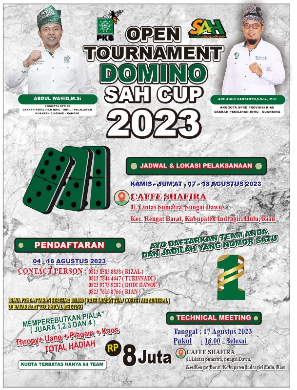 Meriahkan HUT RI ke 78, Open Turnamen Domino SAH Cup Akan Digelar