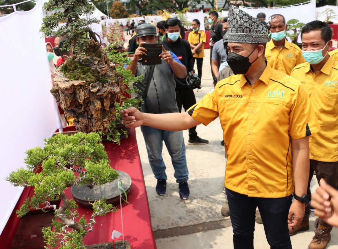 Kapolres AKBP Bachtiar Alponso Dihadiahi Bonsai Mungil Dari PPBI Inhu