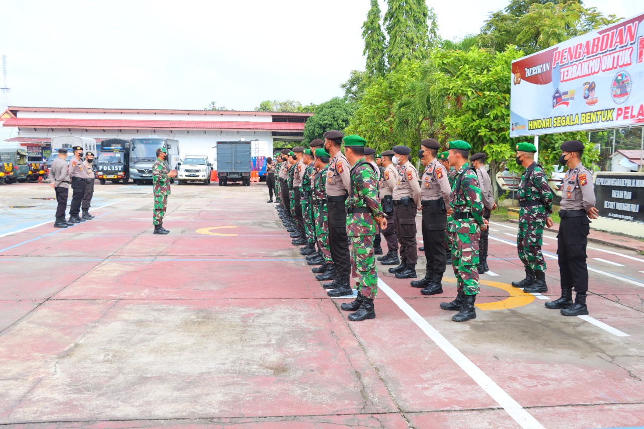 Sinergitas TNI-Polri,  Ini Pesan Kapolres Inhu Saat Apel Bersama