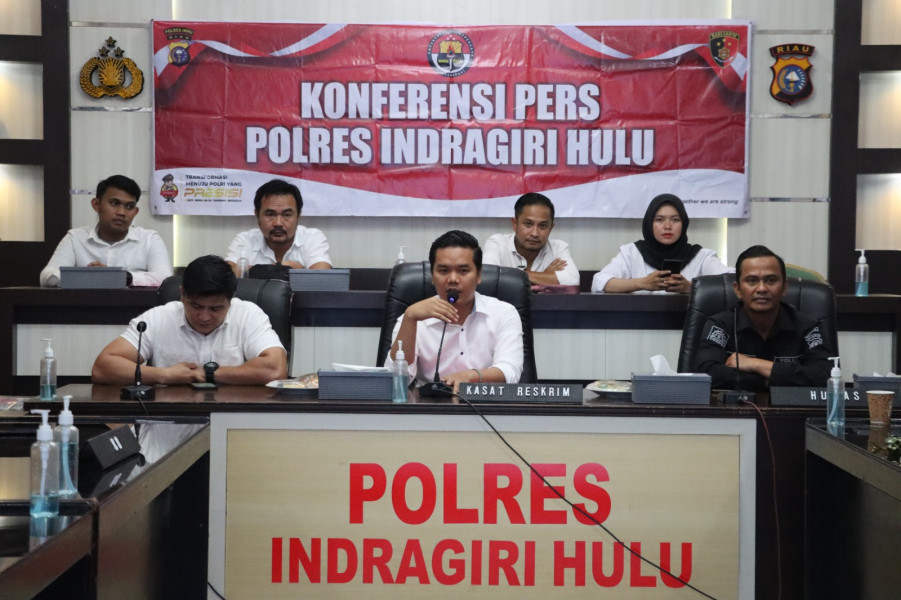 Polres Inhu Press Release Kasus Dukun Cabul dan 2 Kasus Perdagangan Orang