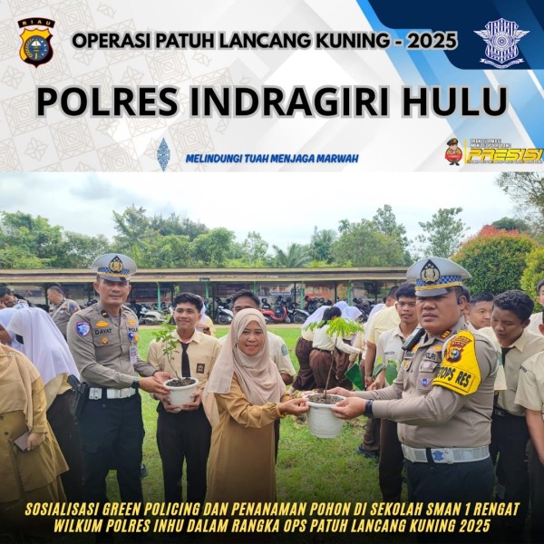 Satlantas Polres Inhu Sosialisasi Green Policing dan Tanam Pohon di SMAN I Rengat