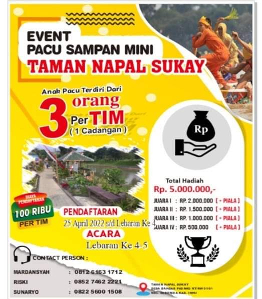 Di Taman Napal Sukay Akan Digelar Ivent Pacu Sampan Mini