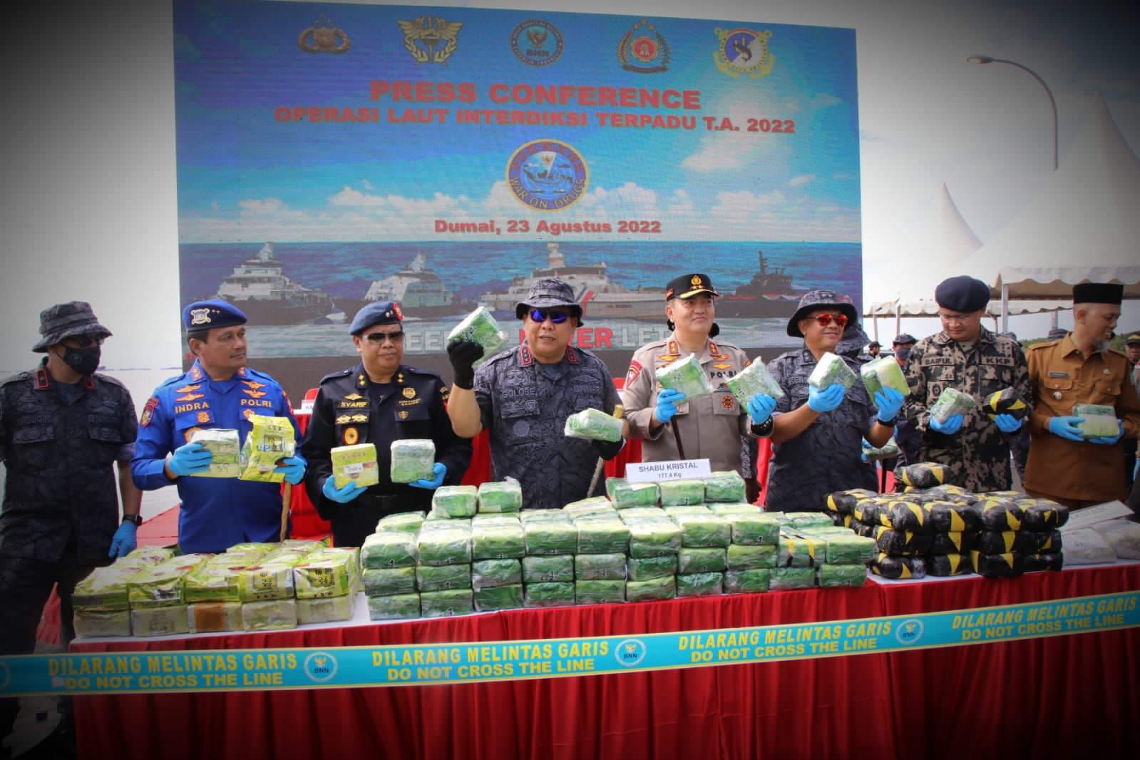 Operasi Laut Interdiksi Terpadu 2022 Ditutup Resmi, Ka BNN RI : Sabu 177,4 KG dan Ekstasi 19.700 Disita, 7 Pelaku Dibekuk.