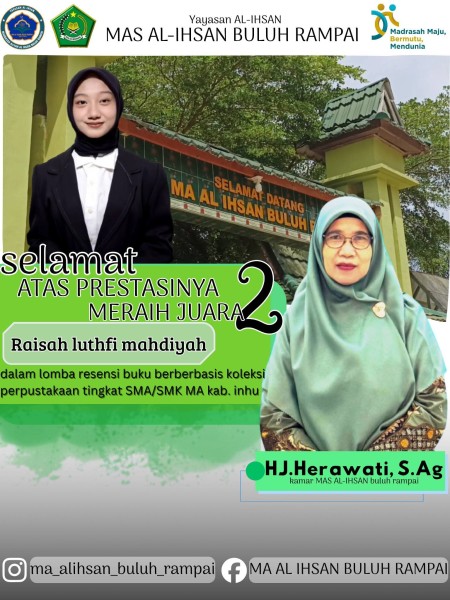 Siswi MAS Al Ihsan Buluh Rampai Raih Juara 2 Lomba Resensi Buku Tingkat Kabupaten