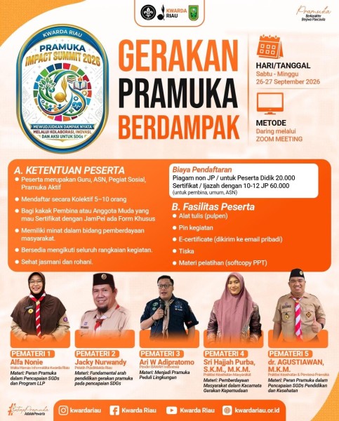 Gerakan Pramuka Berdampak, Kwarda Riau Gelar Impact Summit 2026 Secara Daring