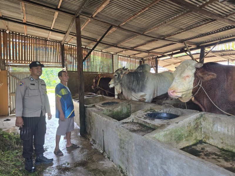 Bhabinkamtibmas Polsek Seberida Dorong Ketahanan Pangan Lewat Peternakan Warga