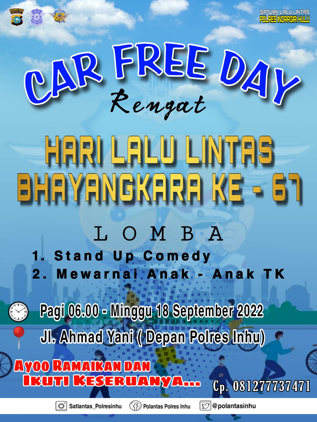 Hari Lalu Lintas ke-67 Satlantas Polres Inhu Gelar Stand Up Comedy dan Lomba Mewarnai