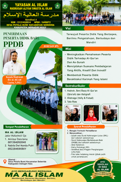 Pendaftaran Peserta Didik Baru MAS Al Islam Masih Dibuka, Saatnya Raih Masa Depan Gemilang dengan Ilmu dan Akhlak Mulia